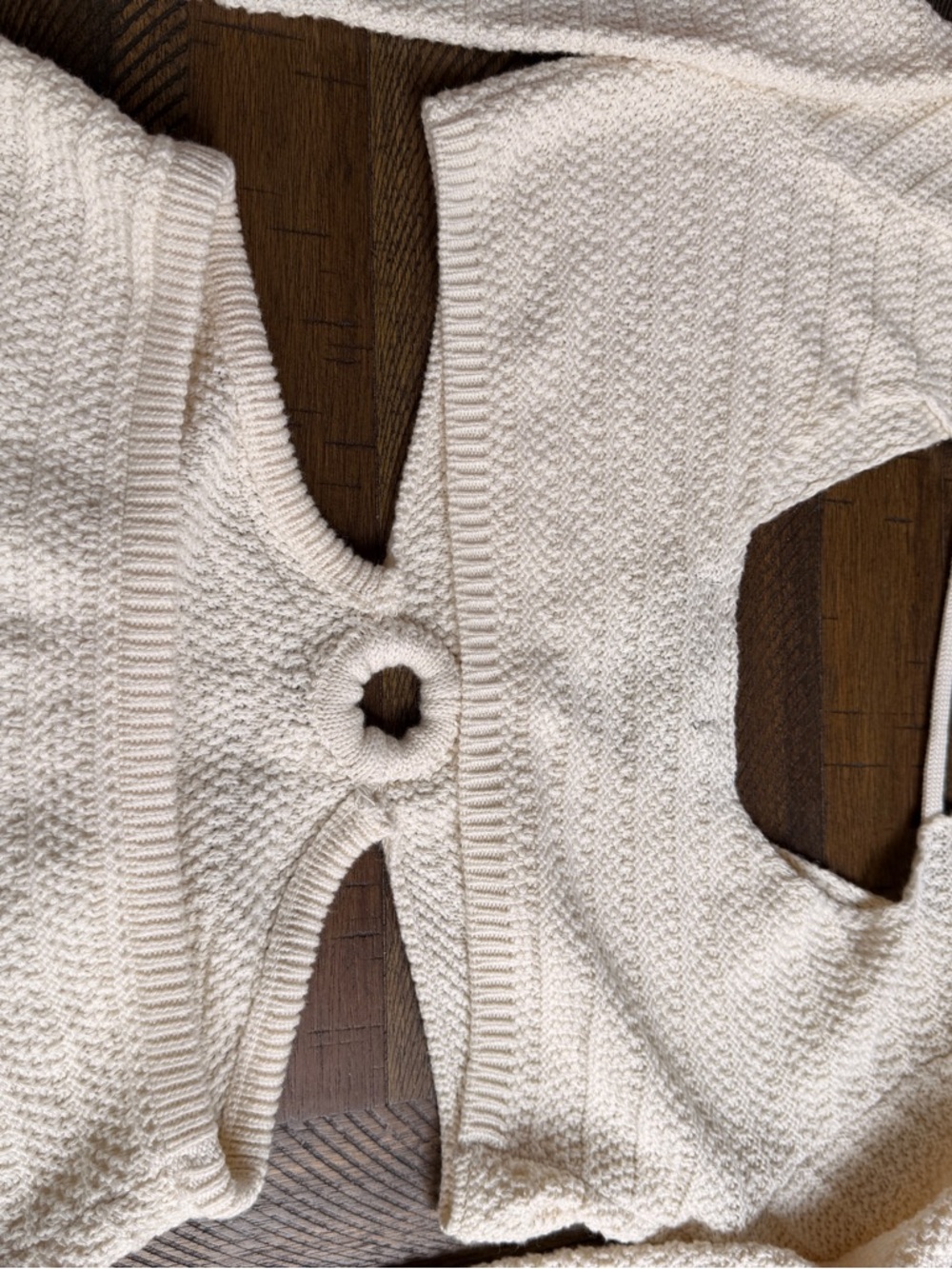 Cream Knit Cutout Crochet Mini Dress Euro Summer Resortwear Festival Coastal M - Picture 11 of 13